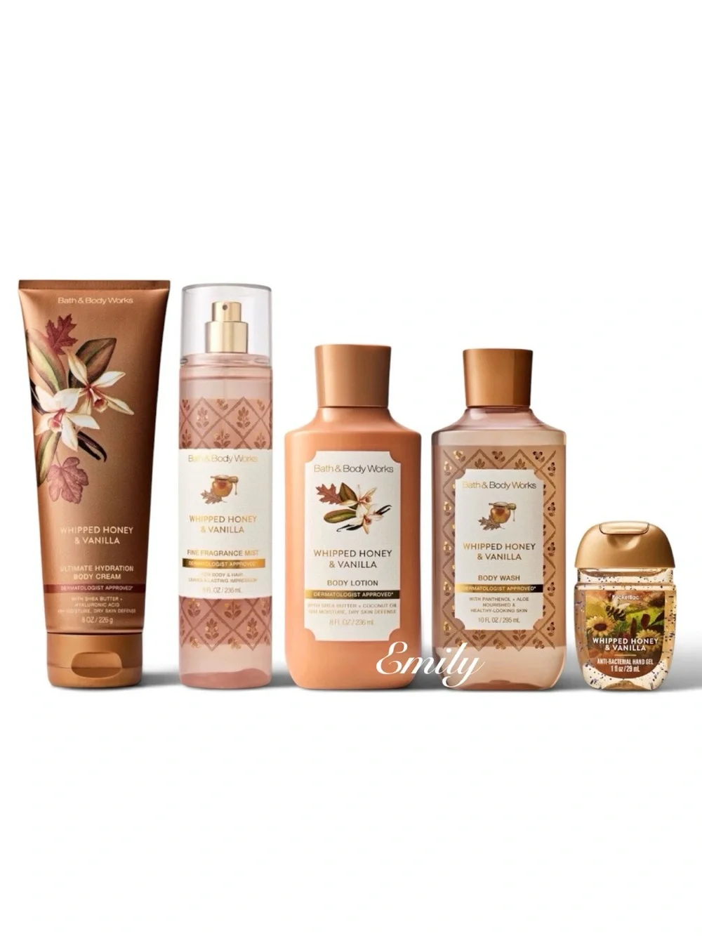 NEW! 5-Pc Bath & Body Works WHIPPED HONEY & VANILLA Body Care Bundle Set